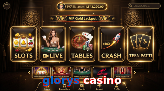 Main screen of Glorys Casino casino page for PK players