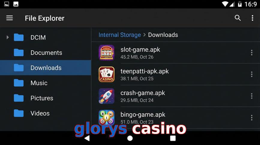 Main screen of Glorys Casino gameapk page for PK players