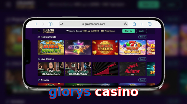 Main screen of Glorys Casino ios page for PK players