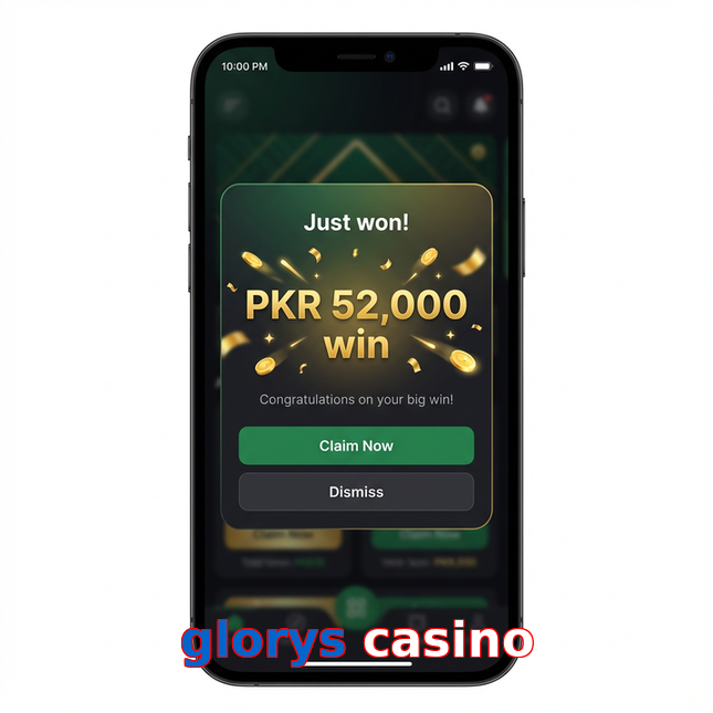 Main screen of Glorys Casino win page for PK players